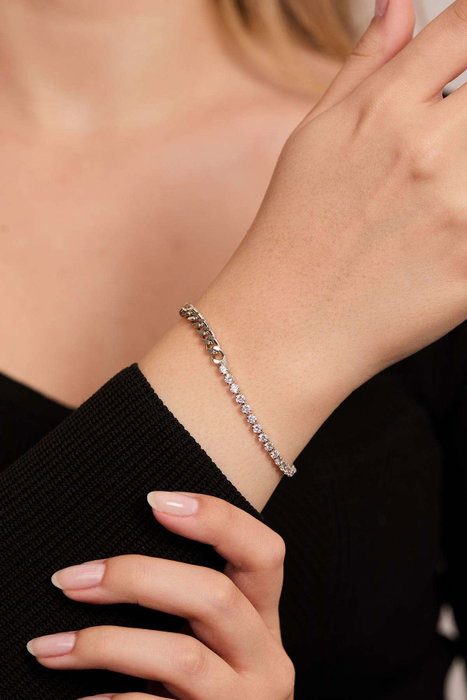 Heliophilia Silver Pulsera de Plata con Piedra de Circonita, Talla Única